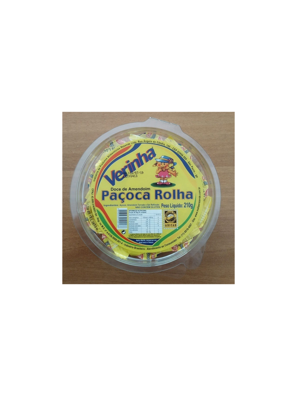 Rolha Verinha Paçoca Amendoim 210 Gr