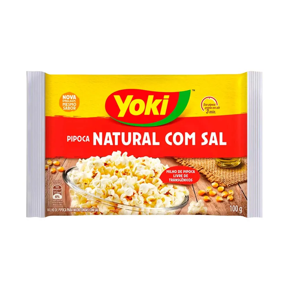 Yoki Pipoca Sabor Natural Com Sal 100 Gr
