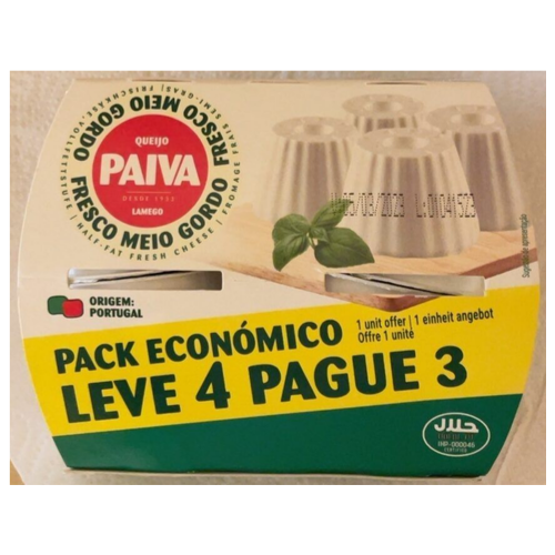 Paiva Queijo Fresco Meio Gordo Eco 4 x 62,5g