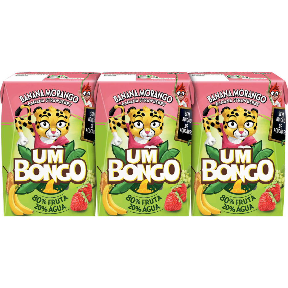 Um Bongo Banana/Morango 3x200ml